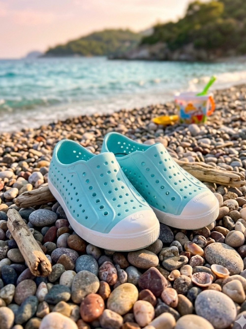 Kids Slip-On Water Shoes in Mint Green - Comfortable Beach Play